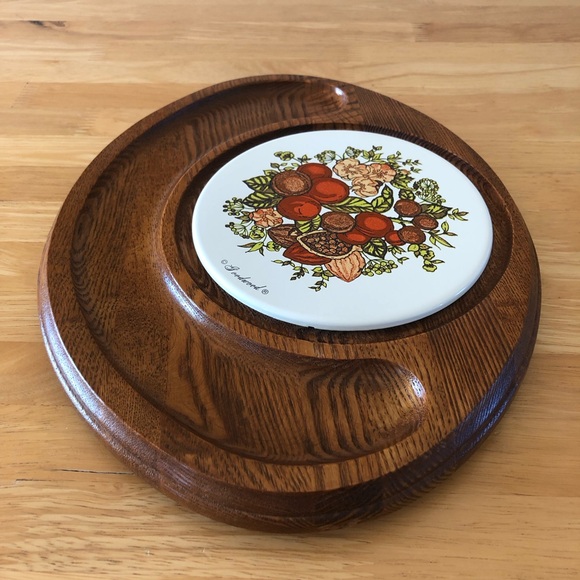 Vintage Goodwood Ceramic Wood Charcuterie Cheese Board Tray Serveware platter - Picture 4 of 11